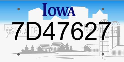 7D47627 Iowa License Plate