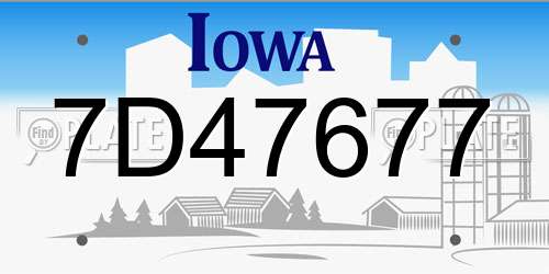 7D47677 Iowa License Plate