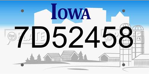 7D52458 Iowa License Plate