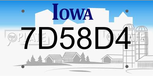 7D58D4 Iowa License Plate
