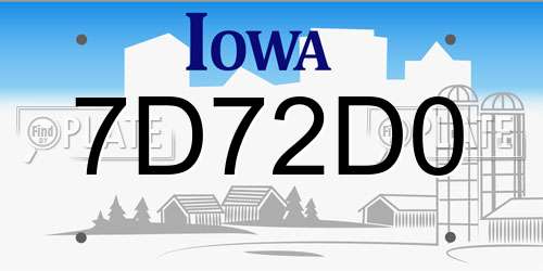 7D72D0 Iowa License Plate