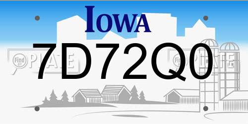 7D72Q0 Iowa License Plate