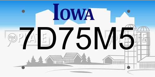 7D75M5 Iowa License Plate