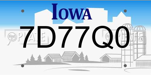 7D77Q0 Iowa License Plate
