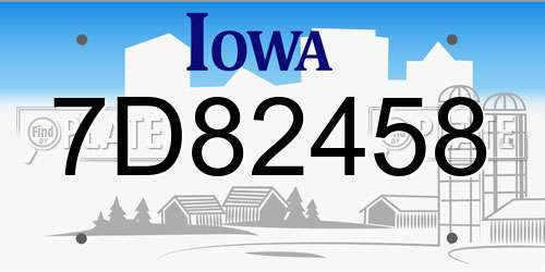 7D82458 Iowa License Plate