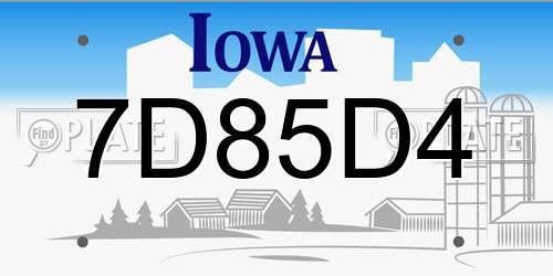 7D85D4 Iowa License Plate