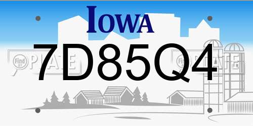 7D85Q4 Iowa License Plate