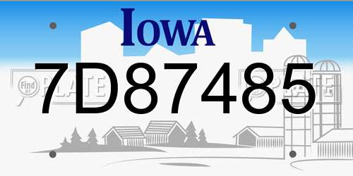 7D87485 Iowa License Plate