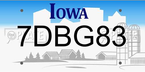 7DBG83 Iowa License Plate