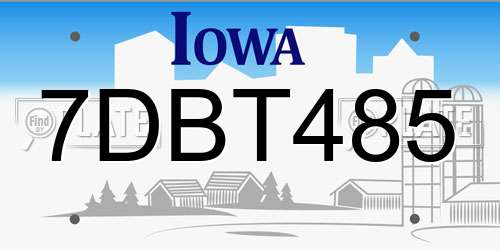 7DBT485 Iowa License Plate