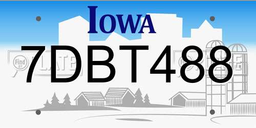 7DBT488 Iowa License Plate