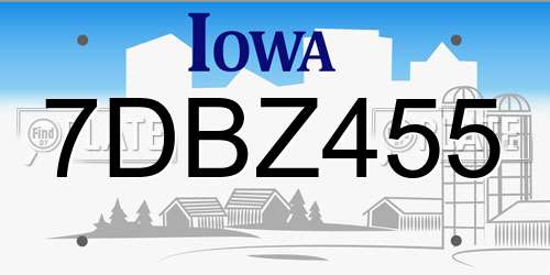 7DBZ455 Iowa License Plate