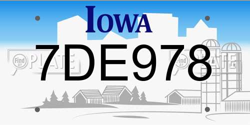 7DE978 Iowa License Plate