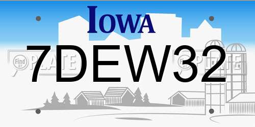 7DEW32 Iowa License Plate