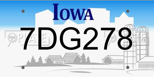 7DG278 Iowa License Plate