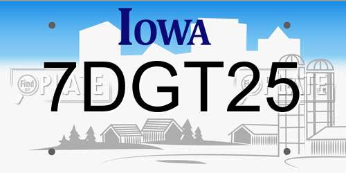 7DGT25 Iowa License Plate