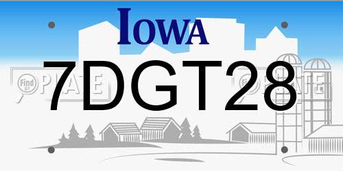 7DGT28 Iowa License Plate