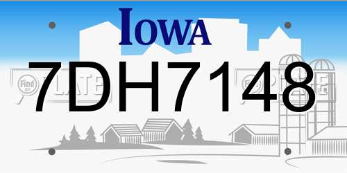7DH7148 Iowa License Plate