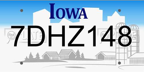 7DHZ148 Iowa License Plate