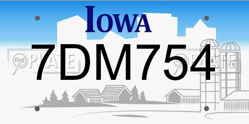 7DM754 Iowa License Plate