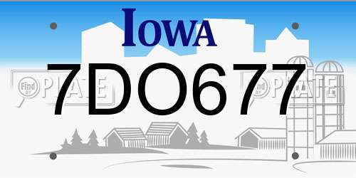 7DO677 Iowa License Plate