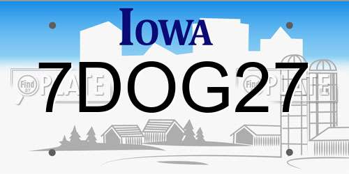 7DOG27 Iowa License Plate