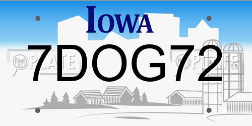 7DOG72 Iowa License Plate