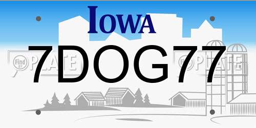 7DOG77 Iowa License Plate