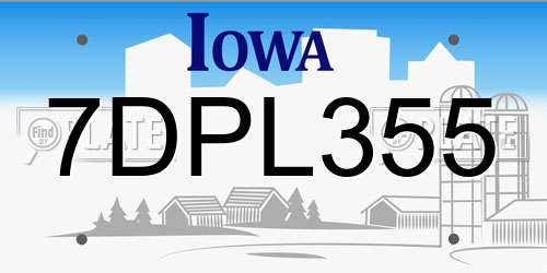 7DPL355 Iowa License Plate