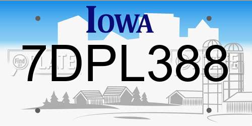 7DPL388 Iowa License Plate