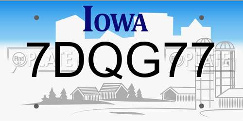 7DQG77 Iowa License Plate