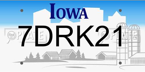 7DRK21 Iowa License Plate