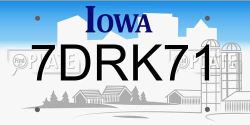 7DRK71 Iowa License Plate