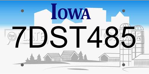 7DST485 Iowa License Plate