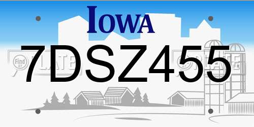 7DSZ455 Iowa License Plate