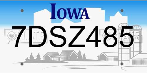 7DSZ485 Iowa License Plate