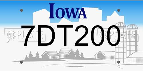 7DT200 Iowa License Plate