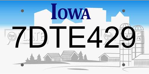 7DTE429 Iowa License Plate