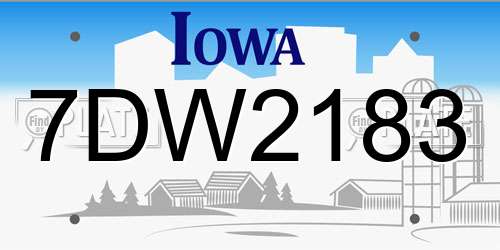 7DW2183 Iowa License Plate