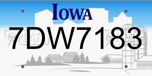 7DW7183 Iowa License Plate
