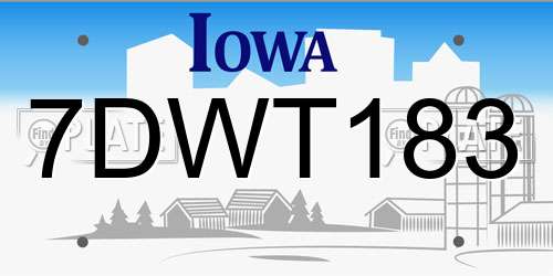 7DWT183 Iowa License Plate