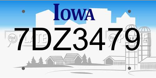 7DZ3479 Iowa License Plate