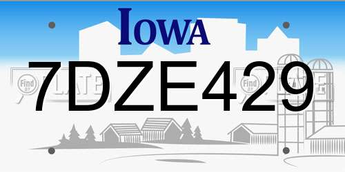 7DZE429 Iowa License Plate