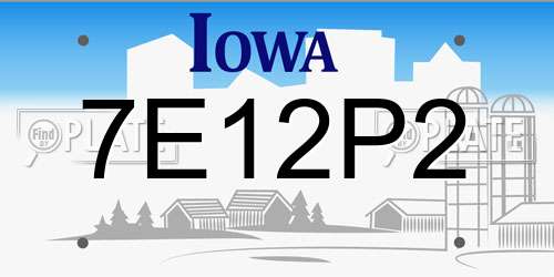 7E12P2 Iowa License Plate