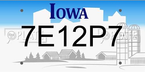 7E12P7 Iowa License Plate