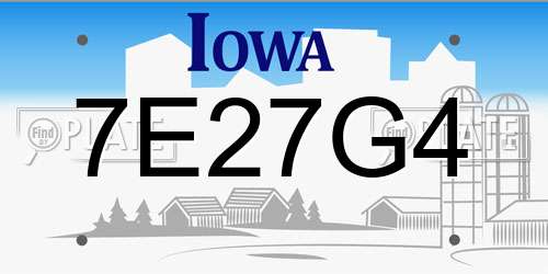 7E27G4 Iowa License Plate