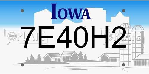 7E40H2 Iowa License Plate