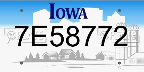 7E58772 Iowa License Plate