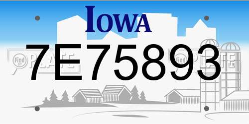 7E75893 Iowa License Plate