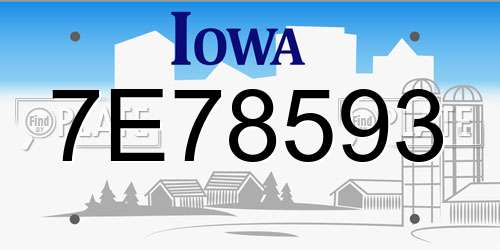 7E78593 Iowa License Plate
